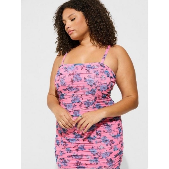TORRID NWT Mini Mesh Shirred Bodycon Dress - Picture 2 of 5